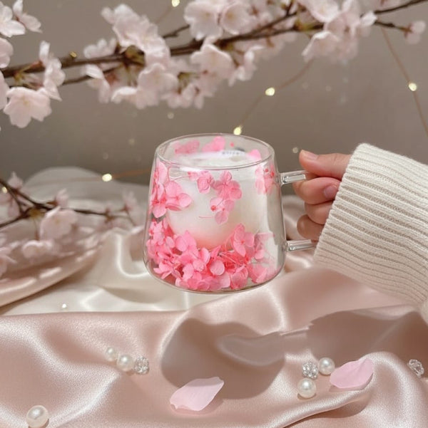 Tazza Sakura in Vetro con Fiori Rosa – Mug Trasparente Hanami Secrets