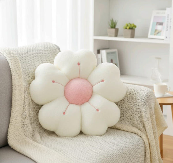 Cuscino Fiore Sakura – Morbido Cuscino Decorativo Rosa e Bianco