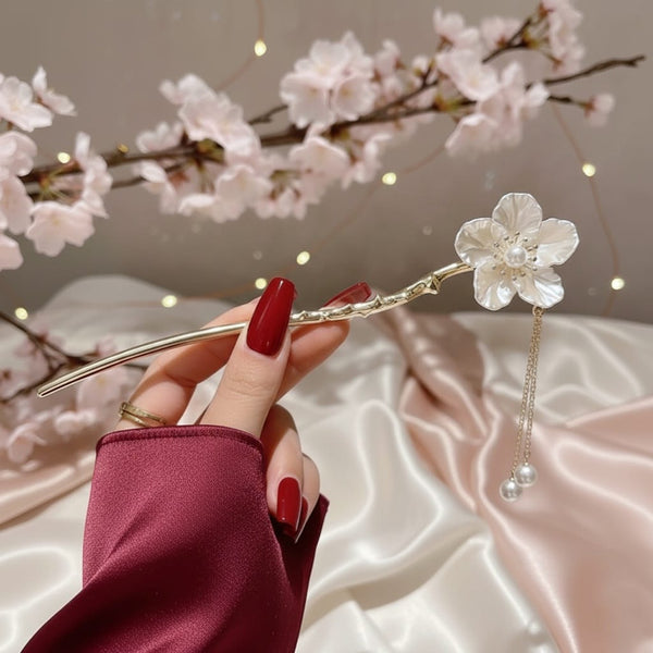 Forcina Fiore Sakura con Perle – Accessorio Capelli Elegante Hanami Secrets