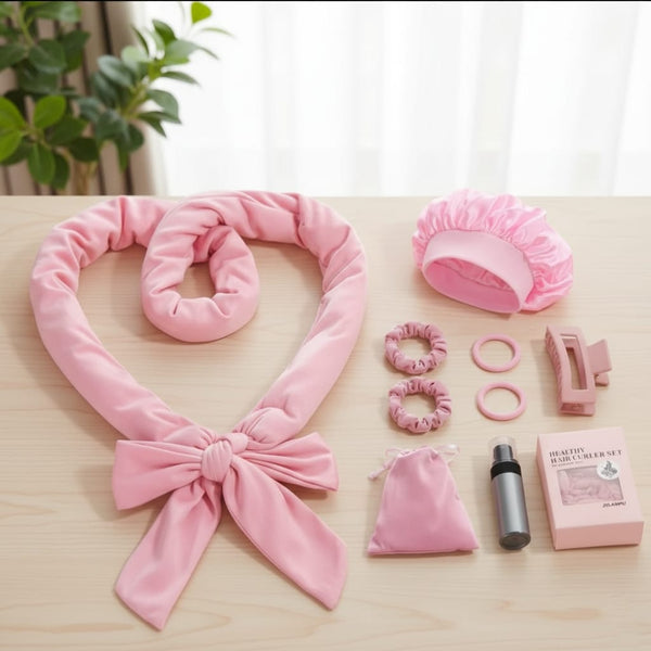 Set Arriccia Capelli Senza Calore Rosa – Heatless Curling Kit Hanami Secrets