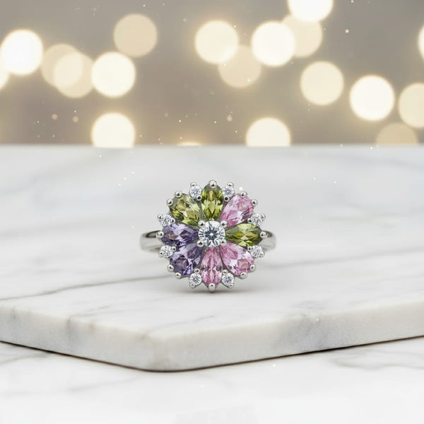 Anello Multicolor con Cristalli – Rainbow Ring  Hanami Secrets