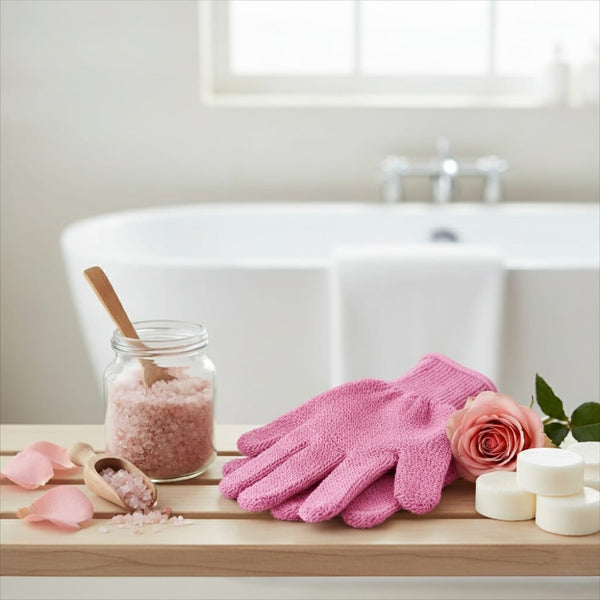 Guanti Esfolianti Corpo Rosa – Rimuove cellule morte  Hanami Secrets