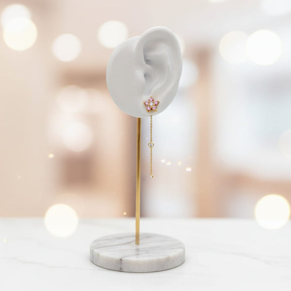 Orecchino Flower Drops Rosa in Argento 925  Elegante, Luminoso, Femminile