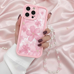 Cover Sakura Rosa con Cordino di Perle – Custodia Smartphone Hanami Secrets